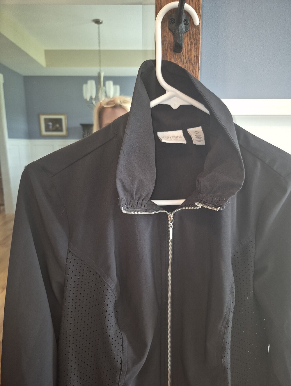 Women's Chico's Weekends Black Perforated Zip Utility Jacket - Picture 6 of 10